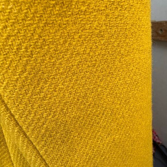 Vintage Yellow Wool Coat 1960s Mod Waist Tab Lined Swing S Mid Century 34” Bust - Picture 14 of 16